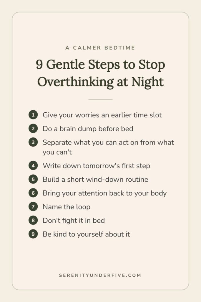 9 gentle steps to stop overthinking at night, from giving worries an earlier time slot to being kind to yourself