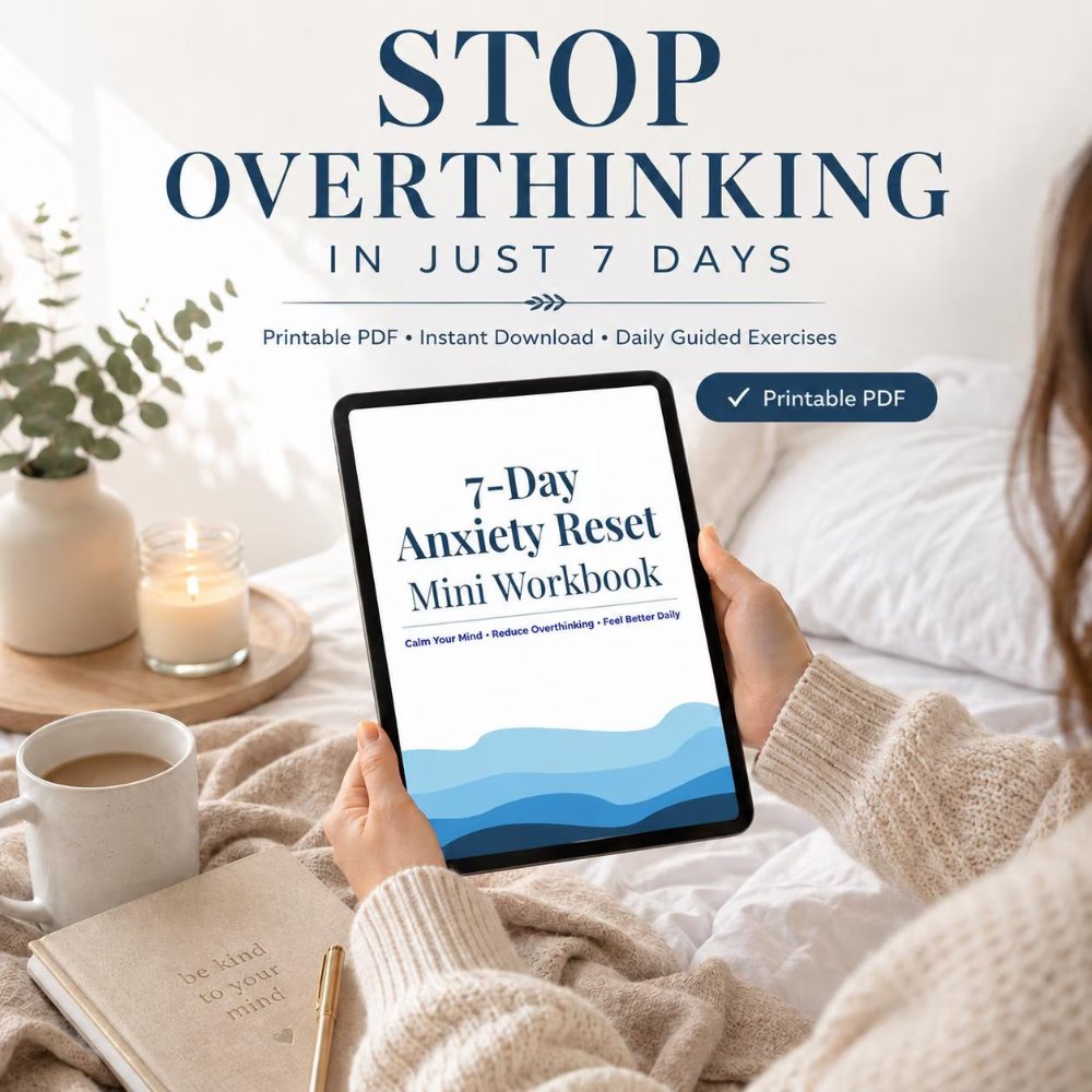 7-Day Anxiety Reset Mini Workbook printable PDF by Serenity Under Five