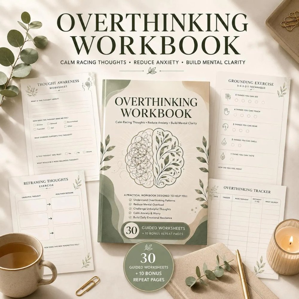 Overthinking Workbook printable PDF by Serenity Under Five