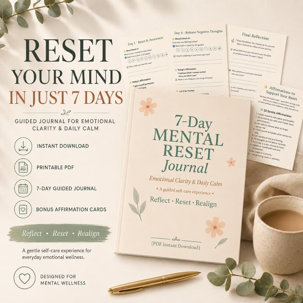 7-Day Mental Reset Journal printable PDF by Serenity Under Five